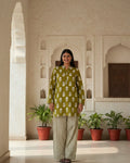 Riyaasat — Earthy Green Farshi Salwar Kurta Set with Bell Sleeves