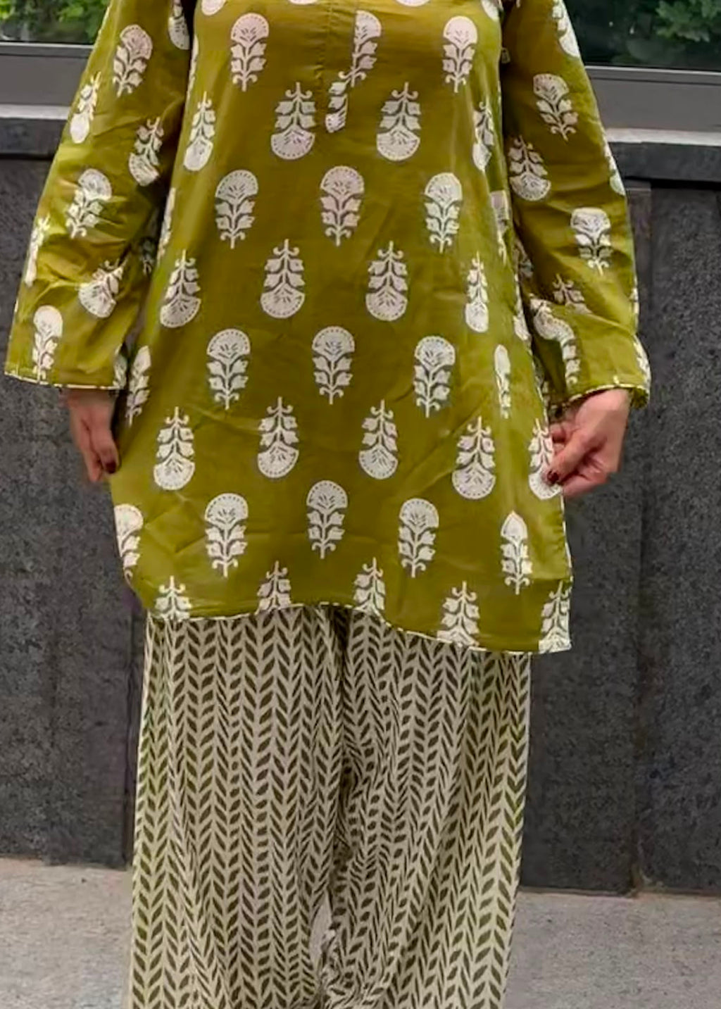 Riyaasat — Earthy Green Farshi Salwar Kurta Set with Bell Sleeves