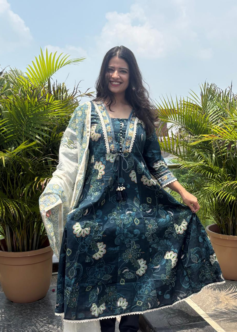 Mayuri — Cotton Kurta Set with Kota Doria Dupatta