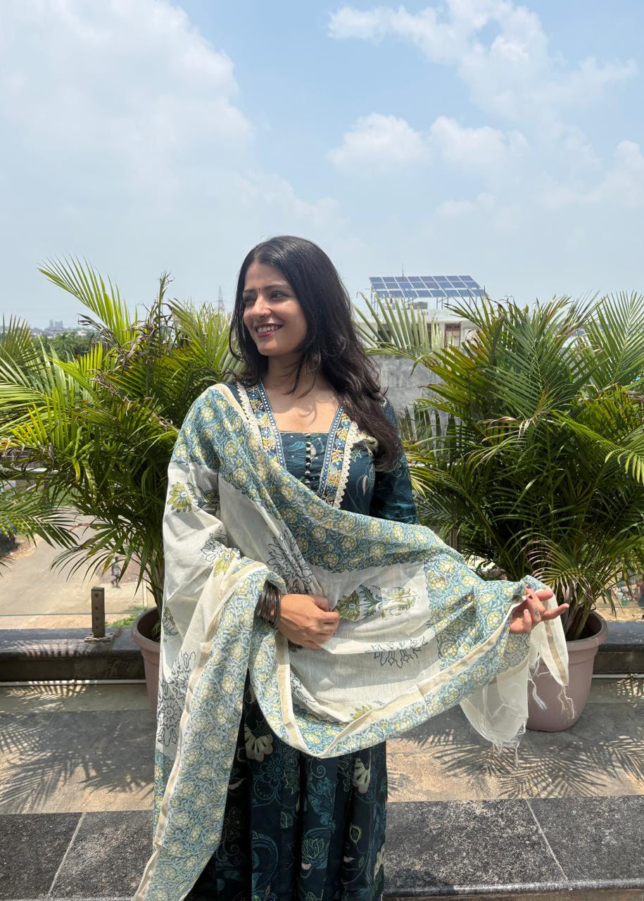 Mayuri — Cotton Kurta Set with Kota Doria Dupatta