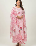 Afreen — Pink Kota Doria Three-Piece Suit
